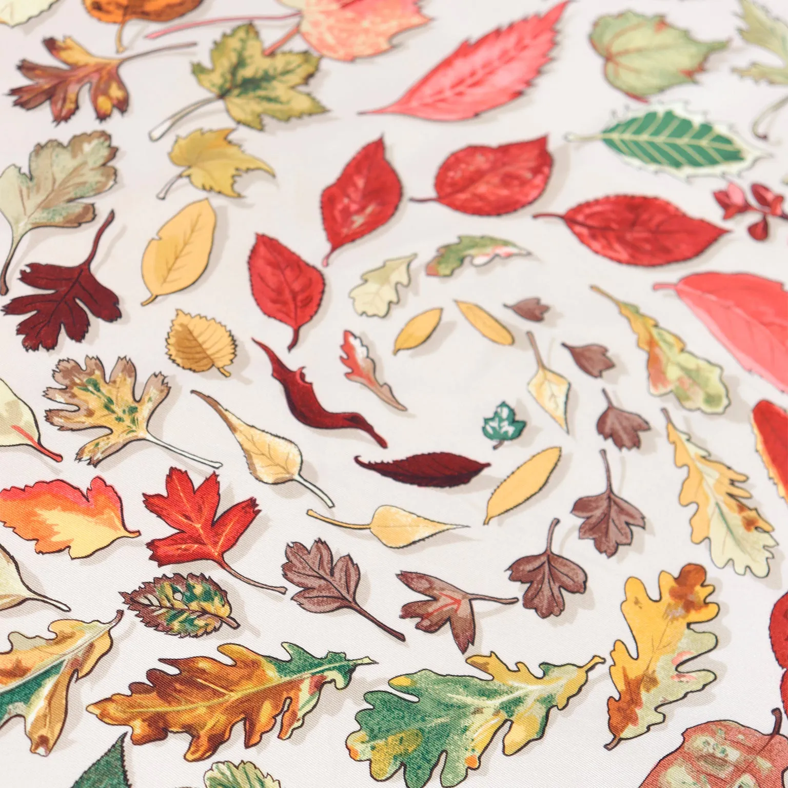 1990s Vintage Hermès Tourbillons Swirling Fall Leaves Silk Scarf