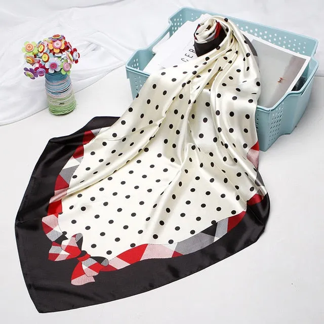 2020 Fashion Head Scarf Headwraps for Women Silk Scarf Female Satin Print 90*90cm Small Square Sunscreen Scarf Bandana