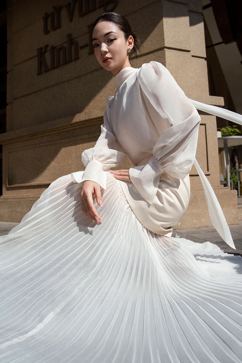 Adelaide A-line Sheer Silk Maxi Set