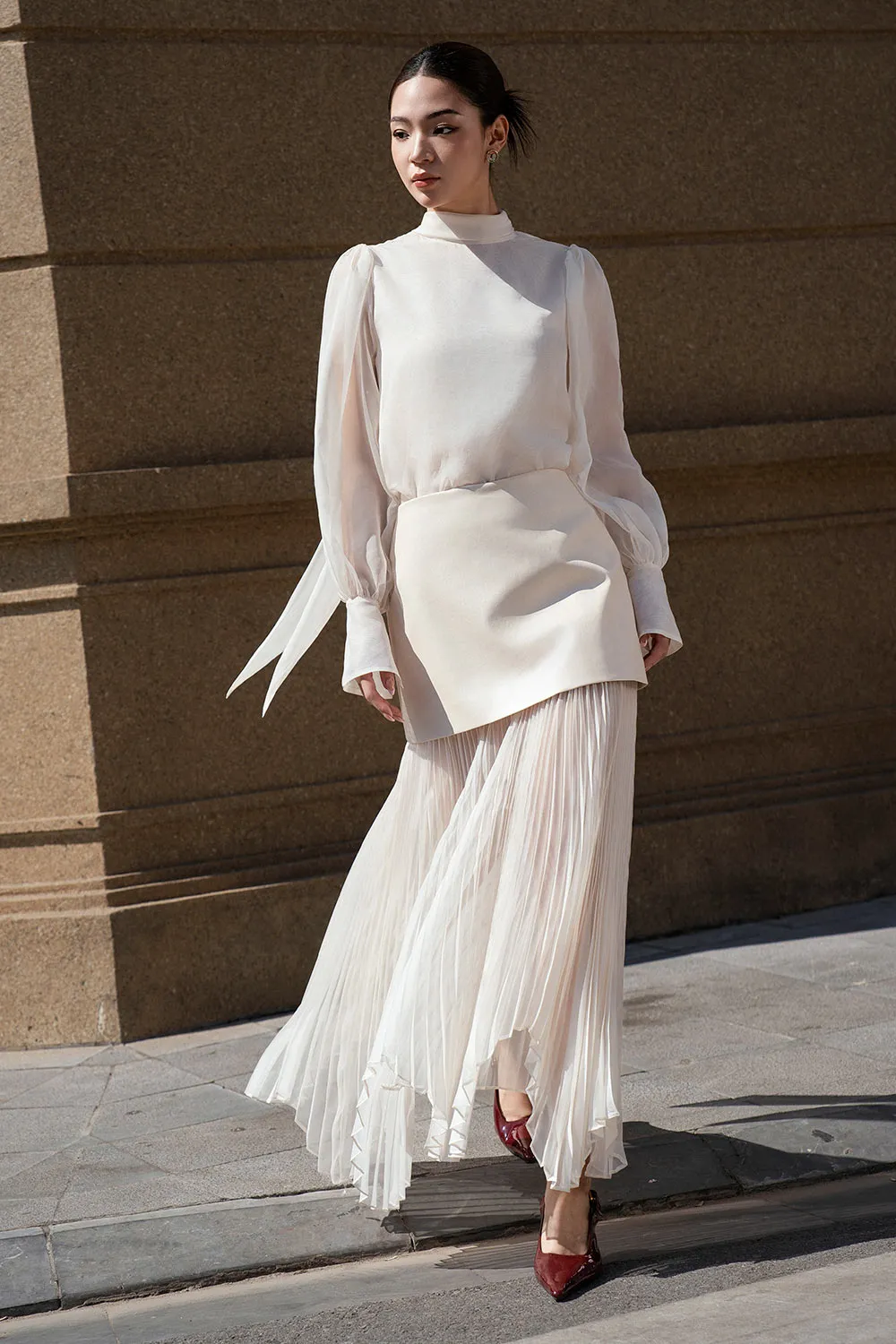 Adelaide A-line Sheer Silk Maxi Set
