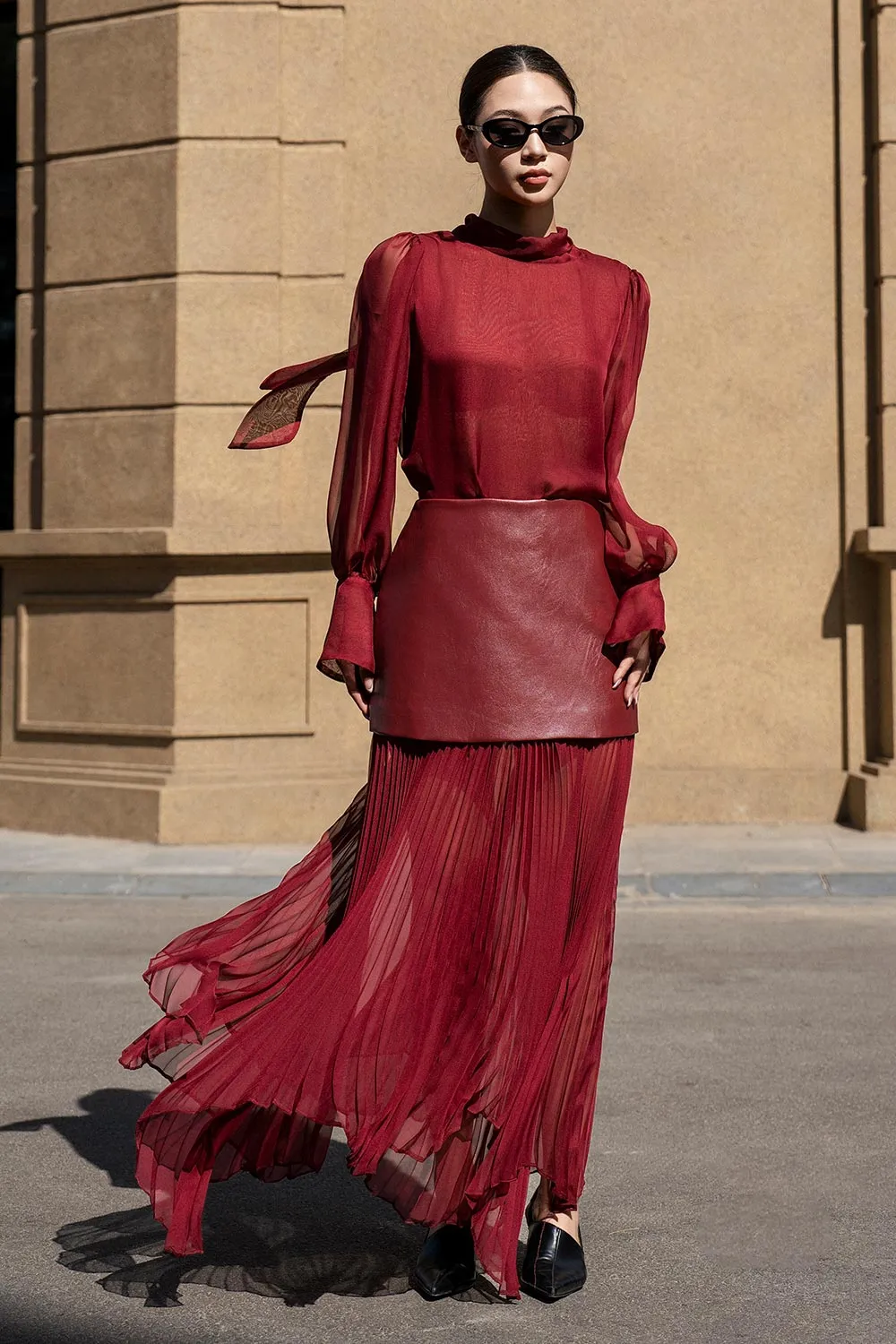 Adelaide A-line Sheer Silk Maxi Set