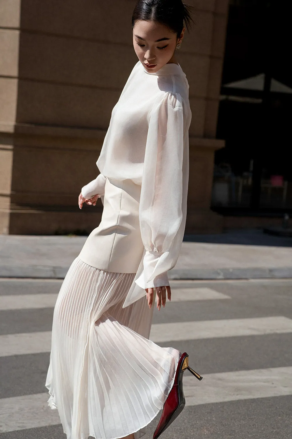 Adelaide A-line Sheer Silk Maxi Set