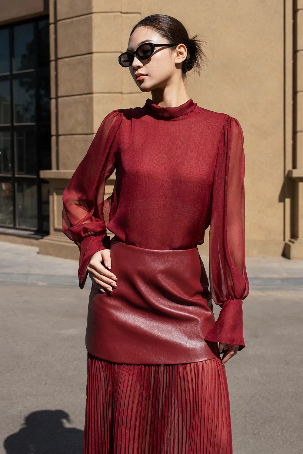 Adelaide A-line Sheer Silk Maxi Set