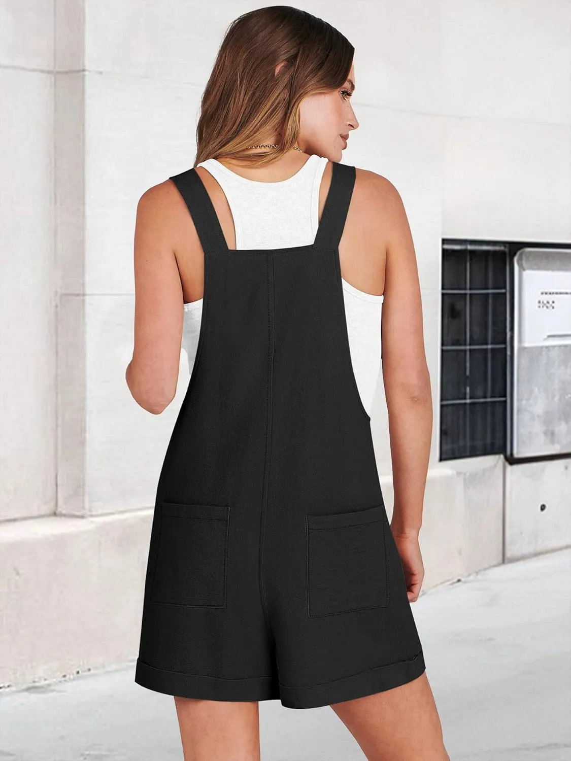 ANRABESS Women's Short Overalls Summer Adjustable Strap Loose Fit Bib Shortalls Rompers Travel Vacation Clothes