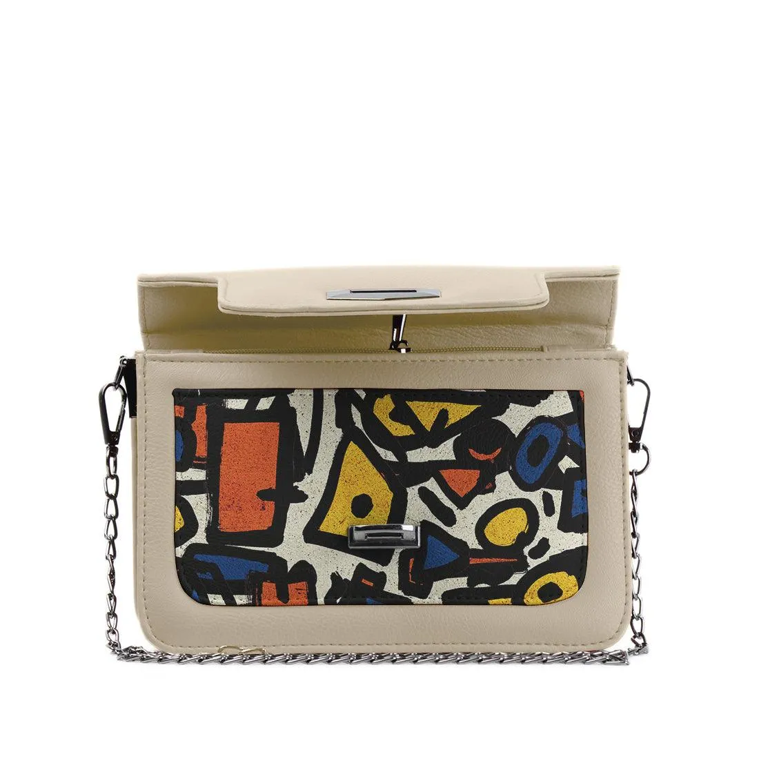 Beige Mini Embossed Chain Bag Stroke