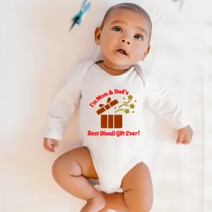 Best Diwali Gift Ever Glitter White Onesie/Full Romper/Tshirt