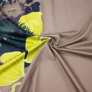 Billy Taupe Floral Cotton PANEL 150CM