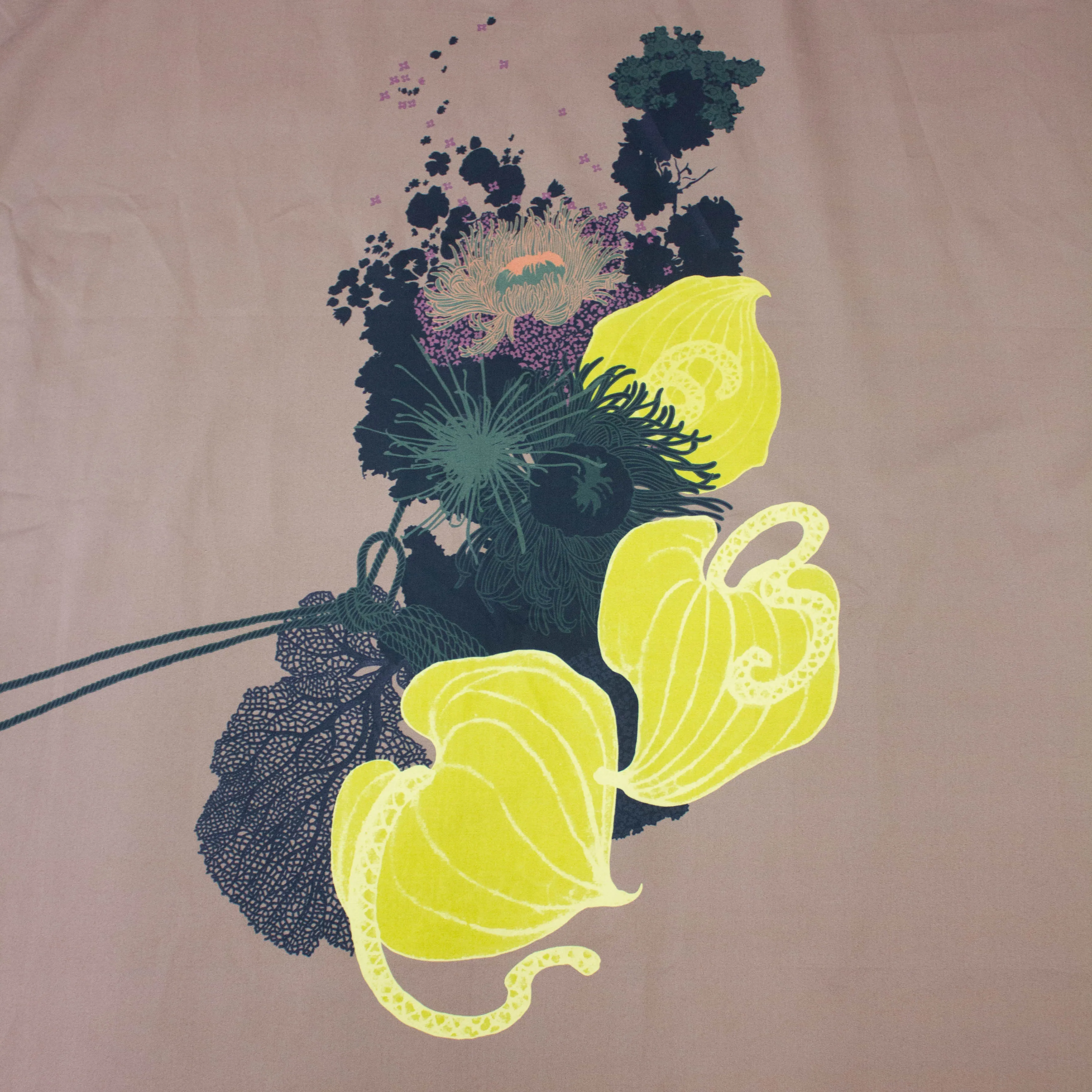 Billy Taupe Floral Cotton PANEL 150CM