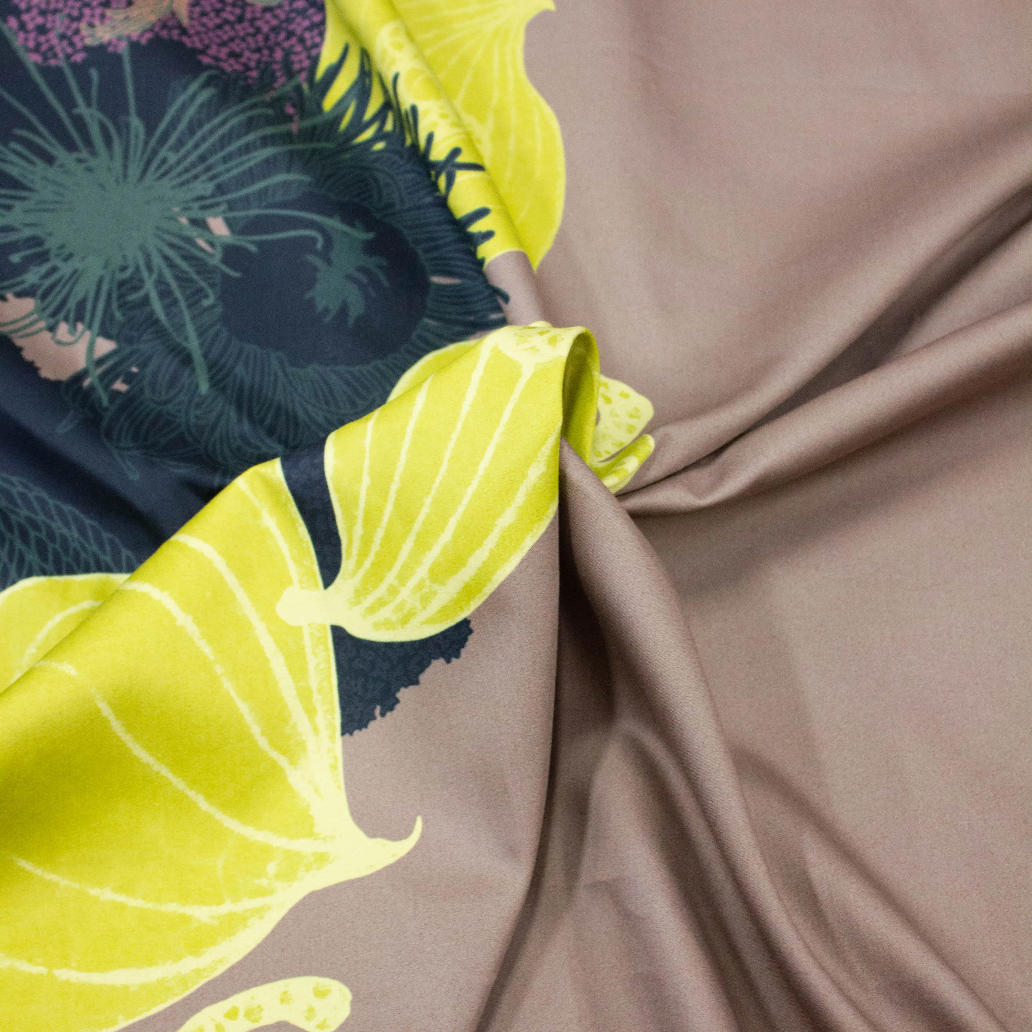 Billy Taupe Floral Cotton PANEL 150CM
