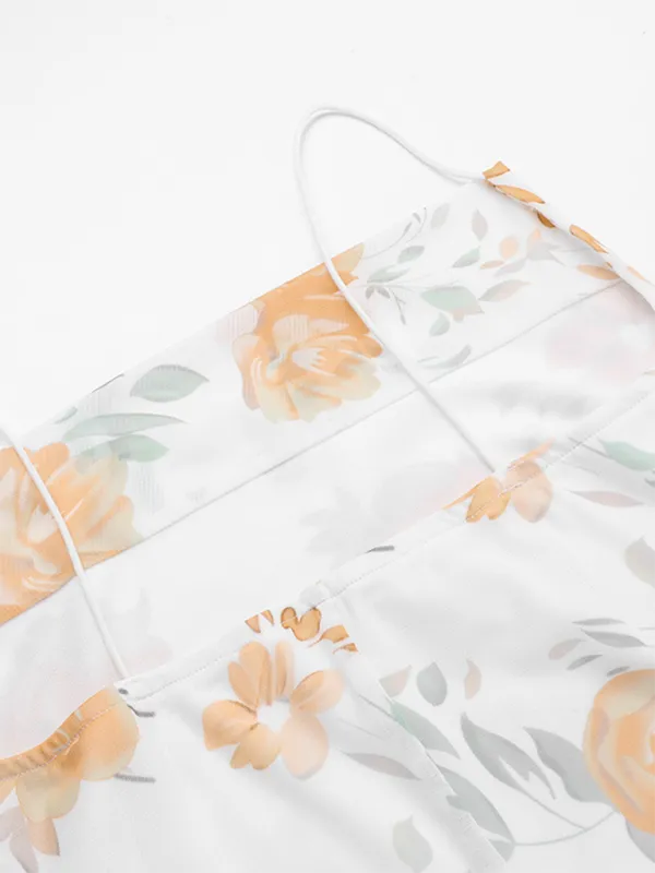Blue Zone Planet |  Everly's Elegant Floral Print Spaghetti Strap Cowl Neck Maxi Dress