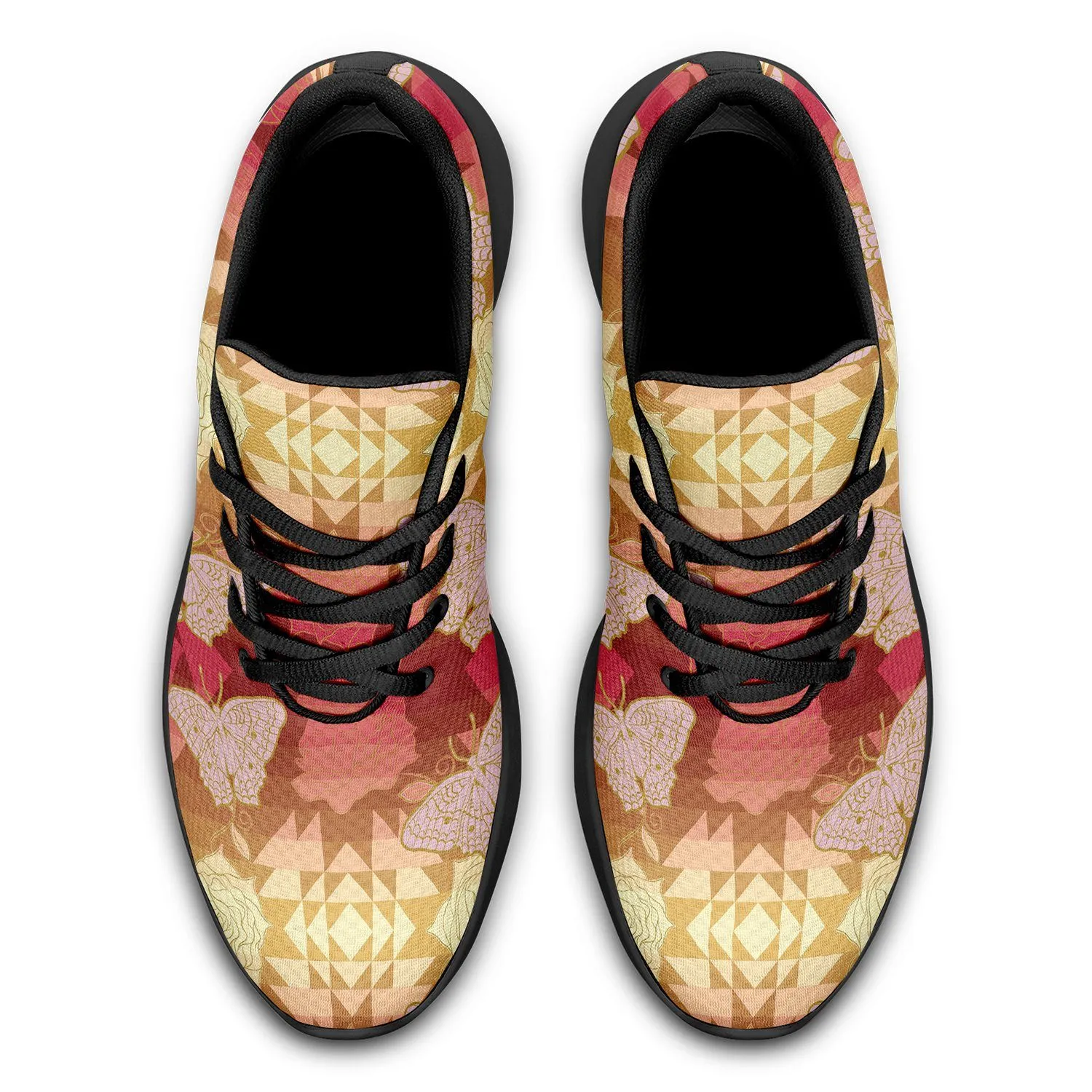 Butterfly and Roses on Geometric Ikkaayi Sport Sneakers