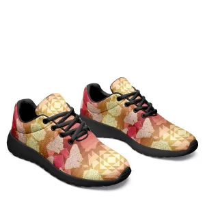 Butterfly and Roses on Geometric Ikkaayi Sport Sneakers