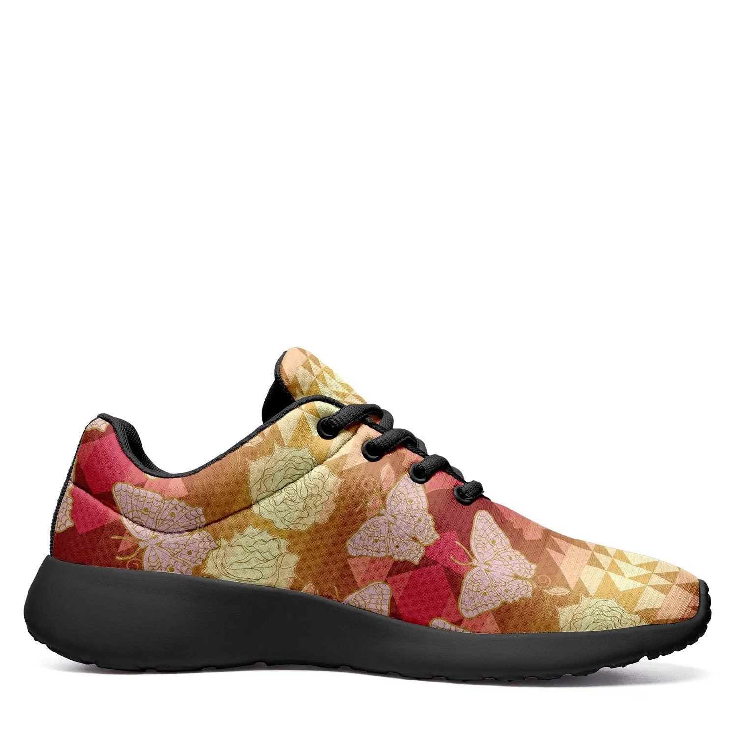 Butterfly and Roses on Geometric Ikkaayi Sport Sneakers