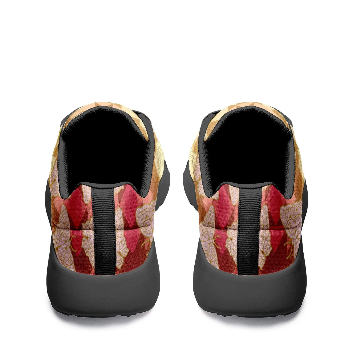 Butterfly and Roses on Geometric Ikkaayi Sport Sneakers
