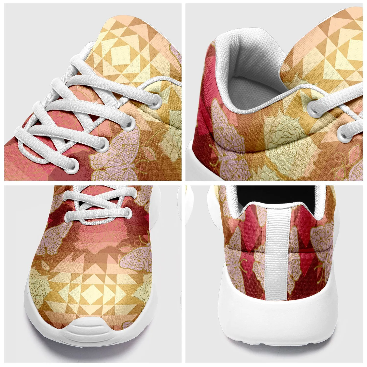 Butterfly and Roses on Geometric Ikkaayi Sport Sneakers
