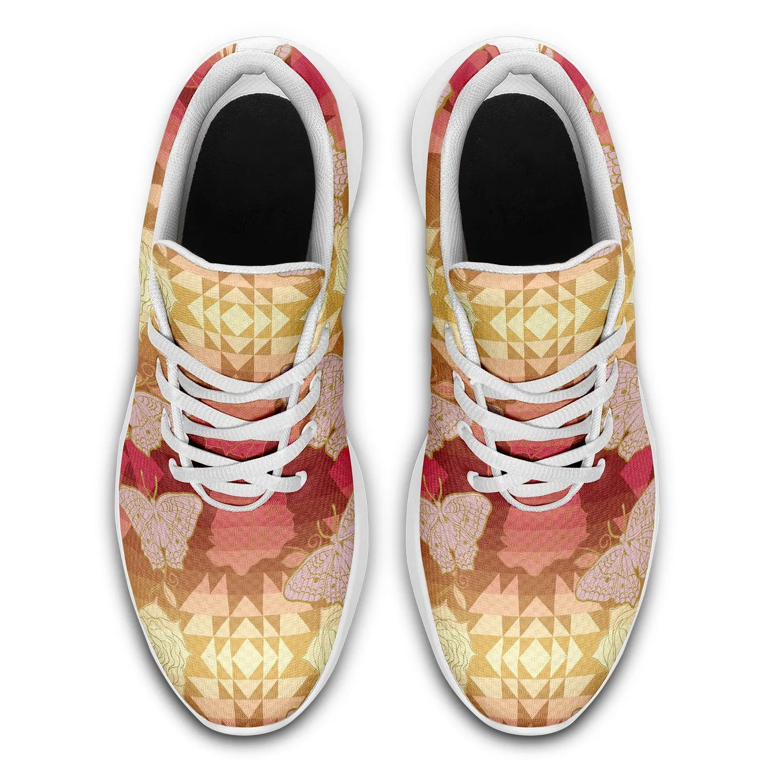 Butterfly and Roses on Geometric Ikkaayi Sport Sneakers