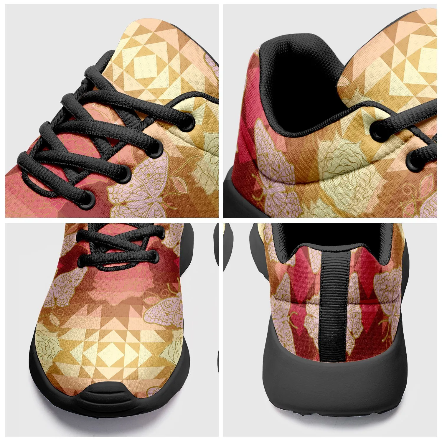 Butterfly and Roses on Geometric Ikkaayi Sport Sneakers