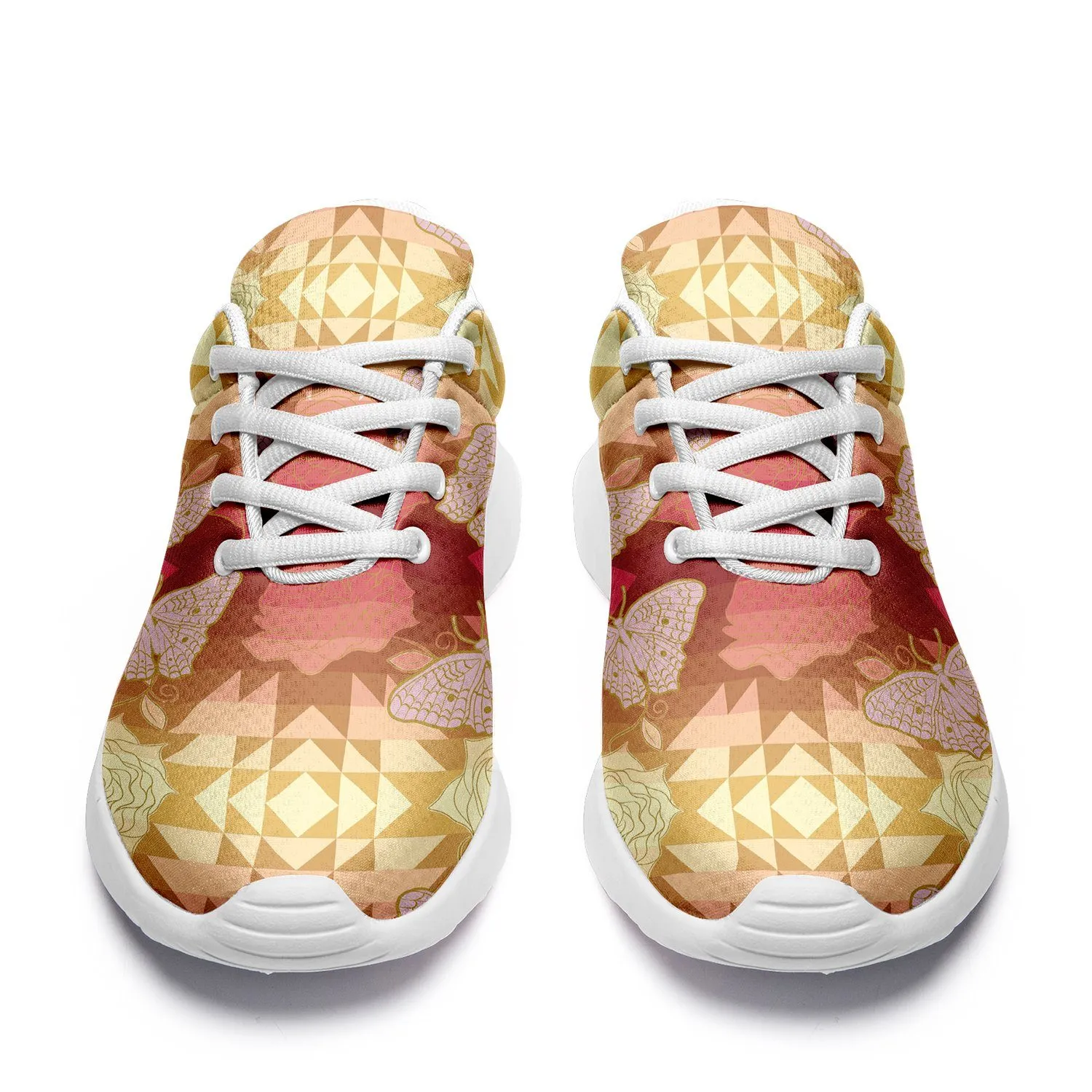 Butterfly and Roses on Geometric Ikkaayi Sport Sneakers