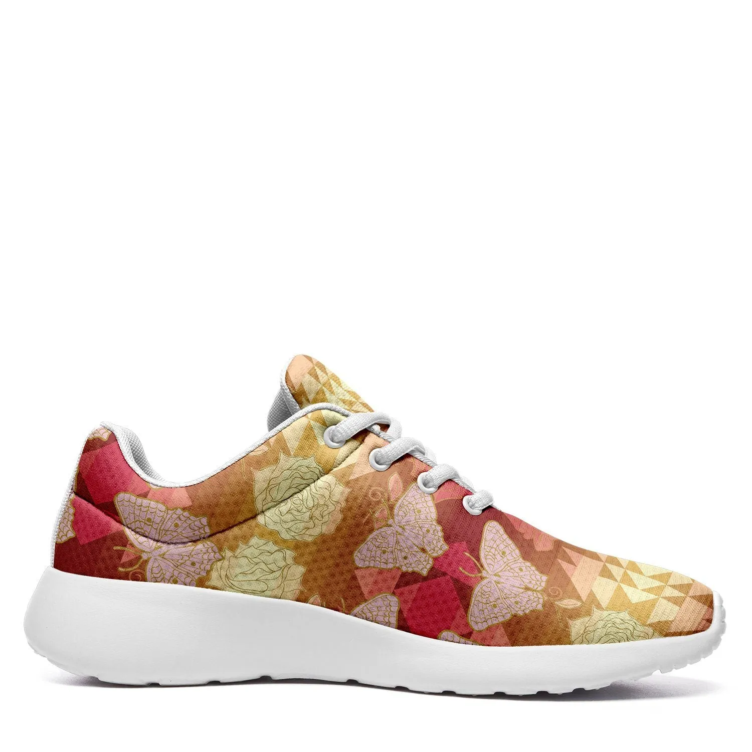 Butterfly and Roses on Geometric Ikkaayi Sport Sneakers