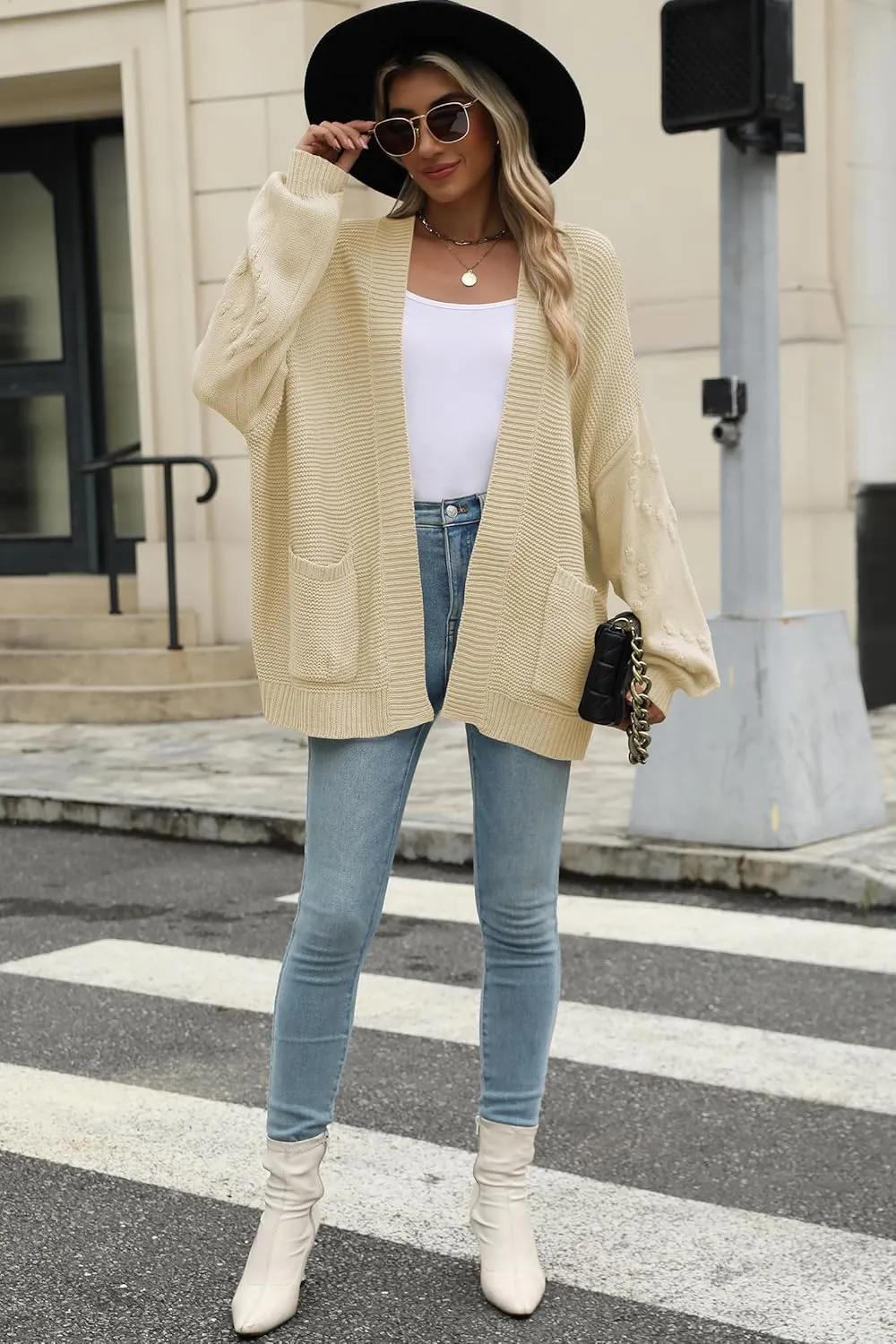 Cakulo Womens 2025 Oversized Chunky Cardigan Sweaters Fall Fashion Open Front Knit Long Sleeve Pockets Cardigans