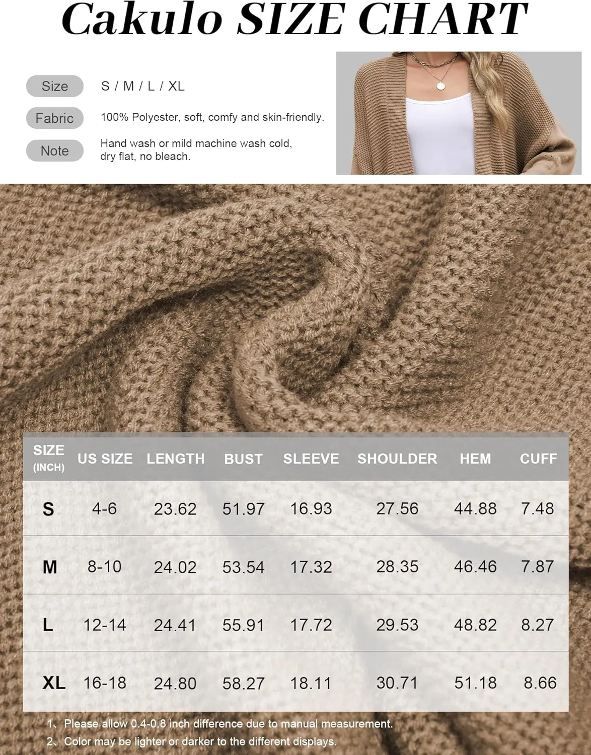 Cakulo Womens 2025 Oversized Chunky Cardigan Sweaters Fall Fashion Open Front Knit Long Sleeve Pockets Cardigans