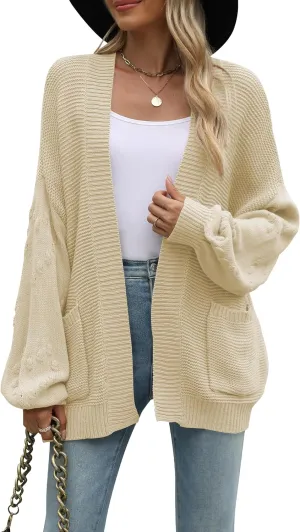 Cakulo Womens 2025 Oversized Chunky Cardigan Sweaters Fall Fashion Open Front Knit Long Sleeve Pockets Cardigans