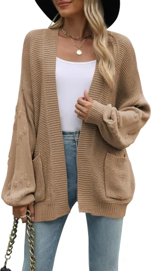 Cakulo Womens 2025 Oversized Chunky Cardigan Sweaters Fall Fashion Open Front Knit Long Sleeve Pockets Cardigans