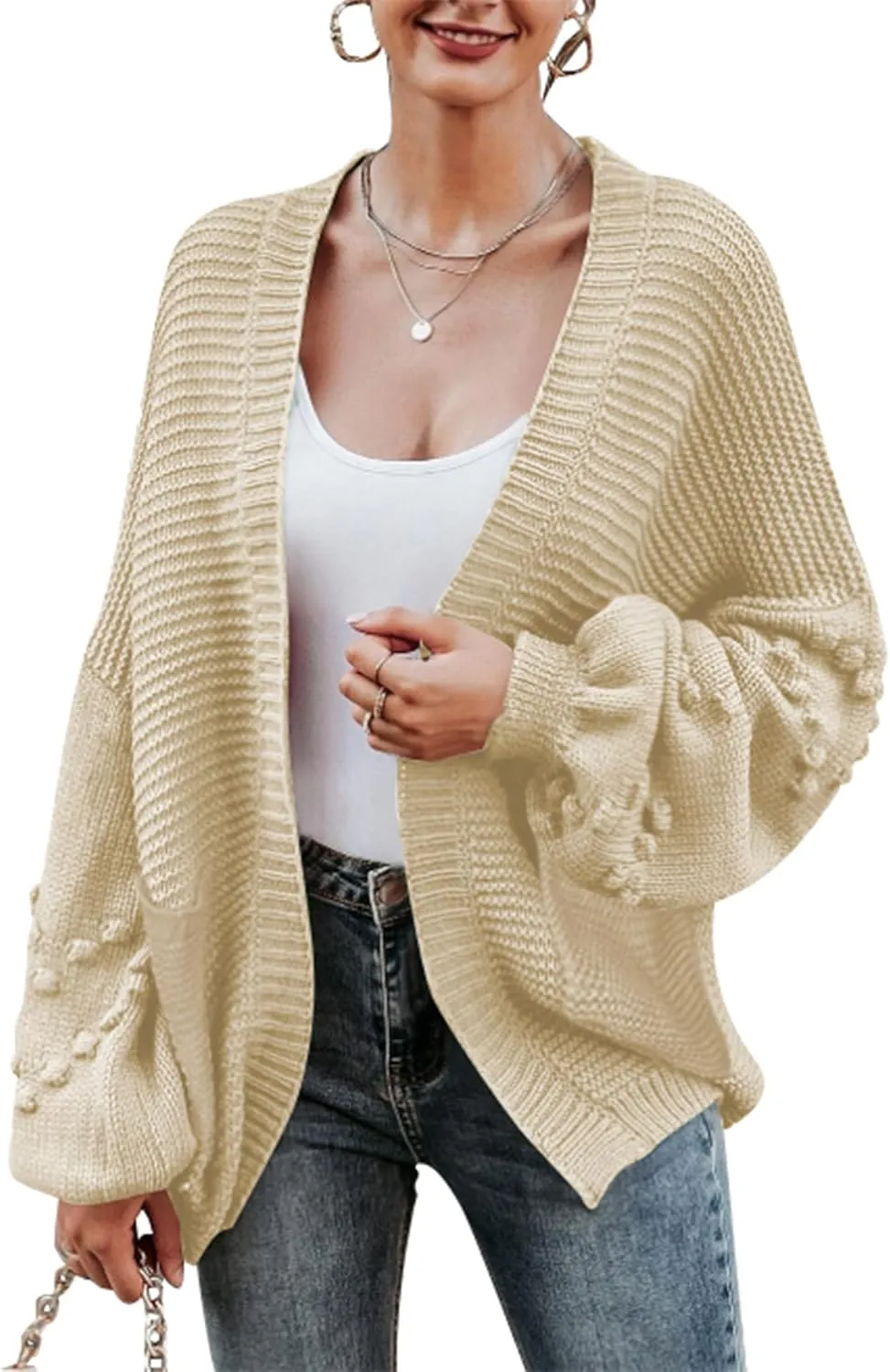 Cakulo Womens 2025 Oversized Chunky Cardigan Sweaters Fall Fashion Open Front Knit Long Sleeve Pockets Cardigans