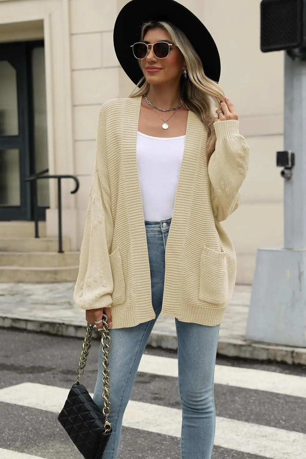 Cakulo Womens 2025 Oversized Chunky Cardigan Sweaters Fall Fashion Open Front Knit Long Sleeve Pockets Cardigans