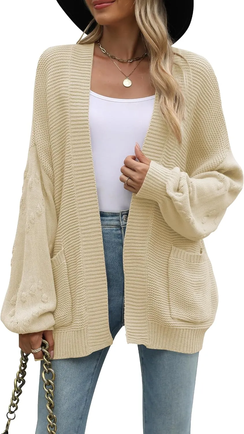 Cakulo Womens 2025 Oversized Chunky Cardigan Sweaters Fall Fashion Open Front Knit Long Sleeve Pockets Cardigans