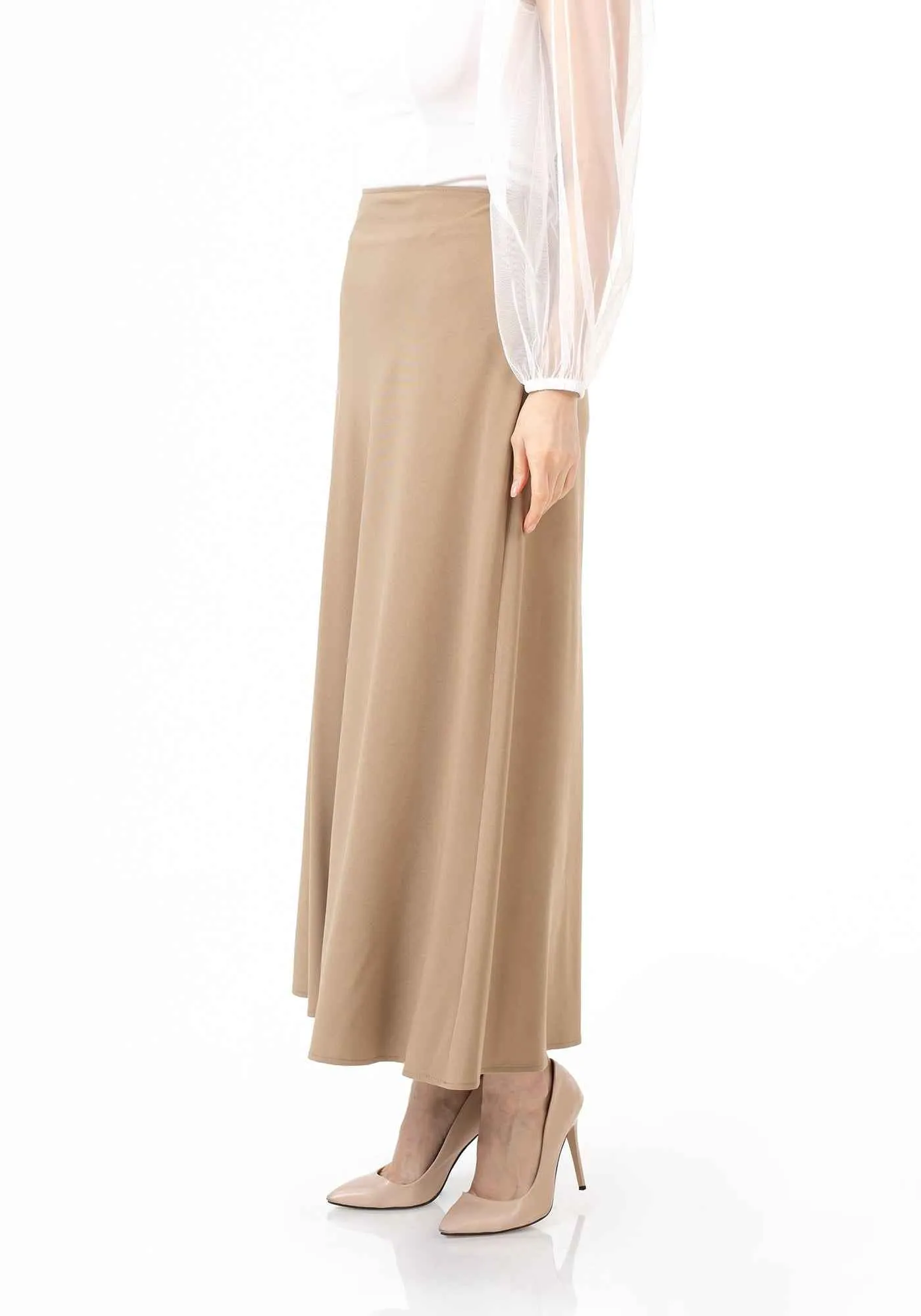 Camel A-Line Style Comfy Maxi Dress Skirt
