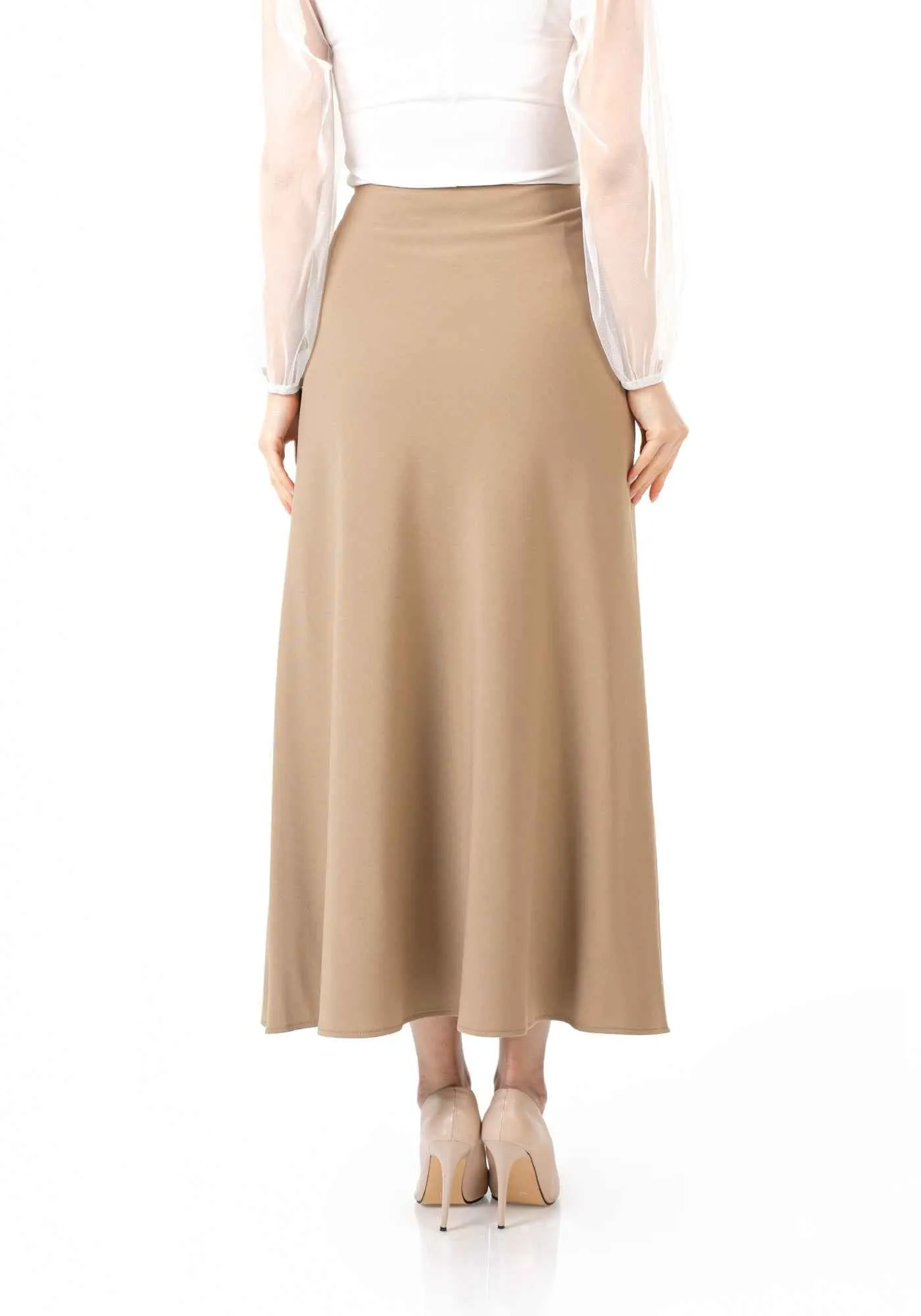 Camel A-Line Style Comfy Maxi Dress Skirt
