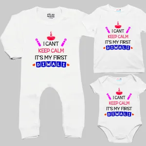 Can't Keep Calm First Diwali White Onesie/Full Romper/Tshirt