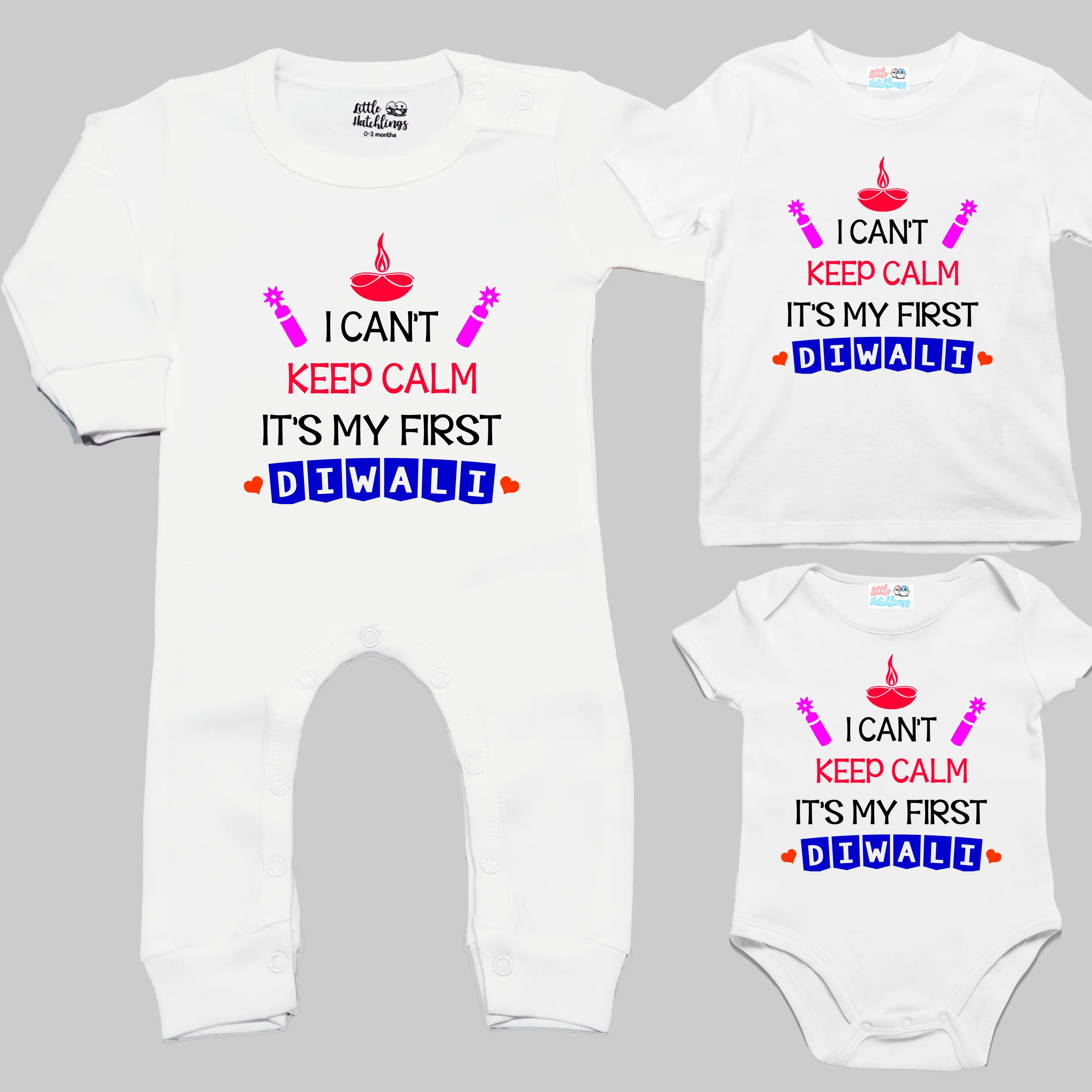 Can't Keep Calm First Diwali White Onesie/Full Romper/Tshirt