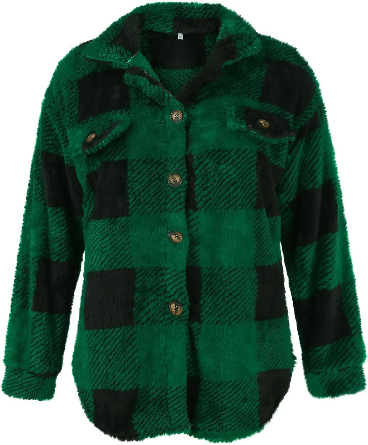 Cdiecer Women Flannel Jacket Fuzzy Plaid Jacket Button Down Teddy Coat Long Sleeve Sherpa Jackets Winter Warm Coats