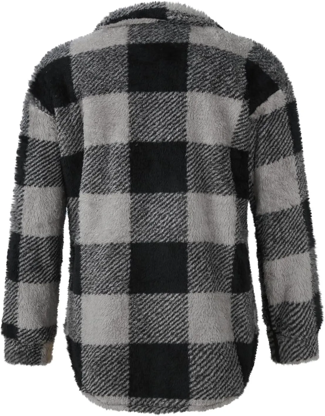 Cdiecer Women Flannel Jacket Fuzzy Plaid Jacket Button Down Teddy Coat Long Sleeve Sherpa Jackets Winter Warm Coats