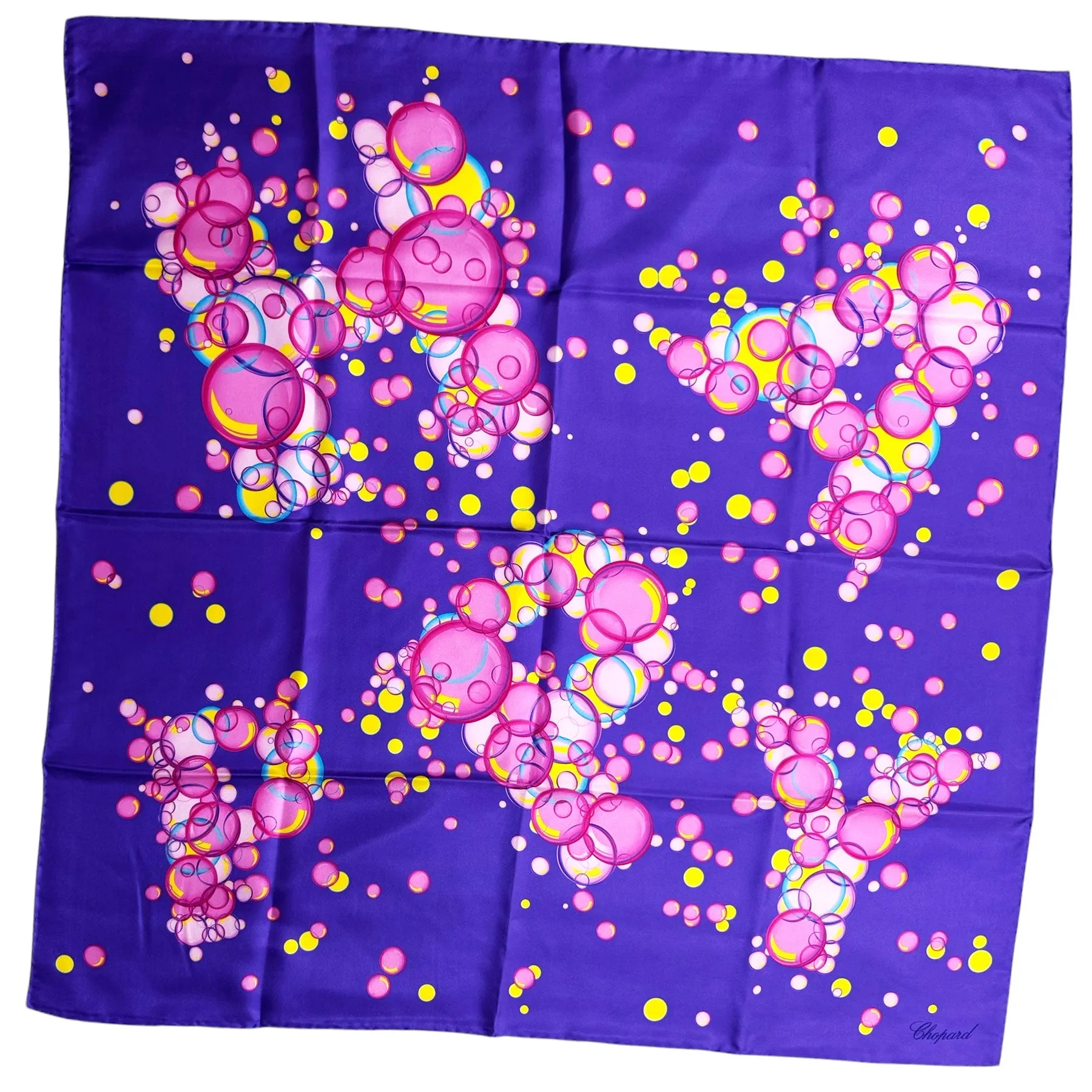 Chopard Scarf Purple Happy Bubbles - Twill Silk Square Foulard SALE
