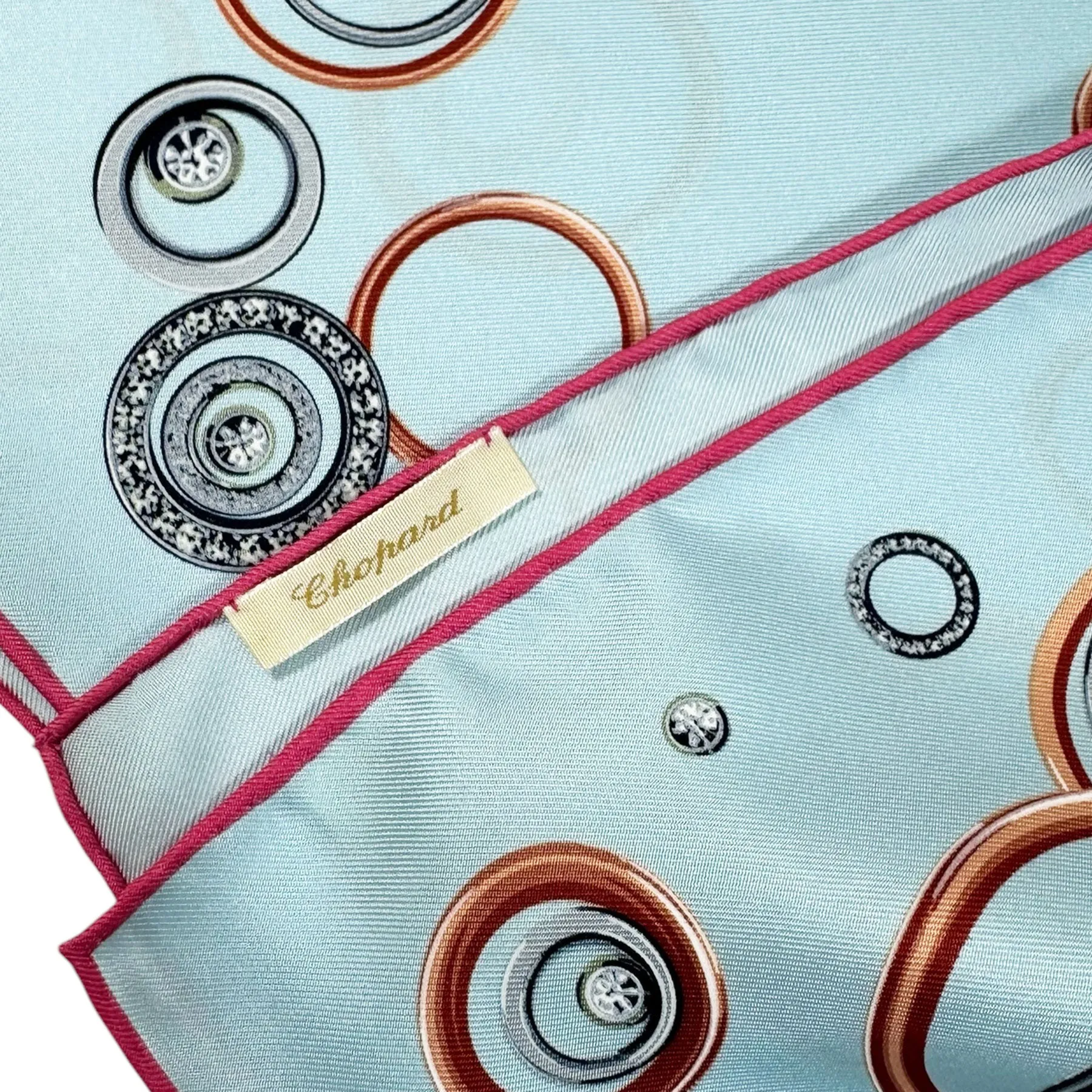 Chopard Scarf Sky Blue Happy Spirit Jewelry Design - Twill Silk Square Foulard