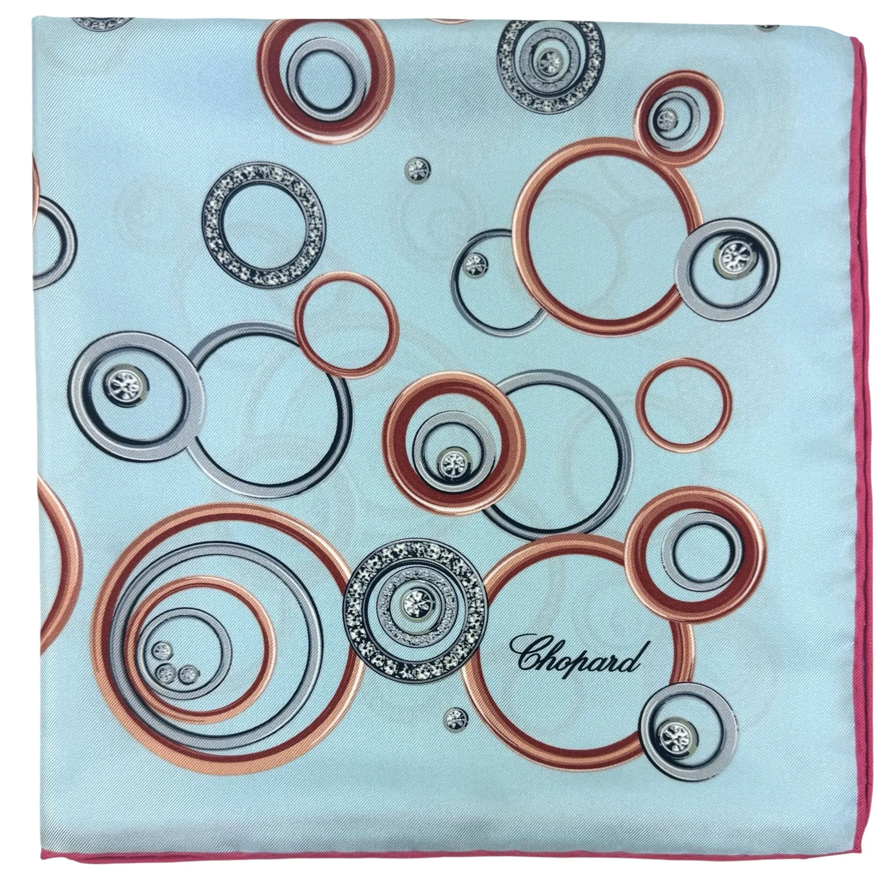 Chopard Scarf Sky Blue Happy Spirit Jewelry Design - Twill Silk Square Foulard