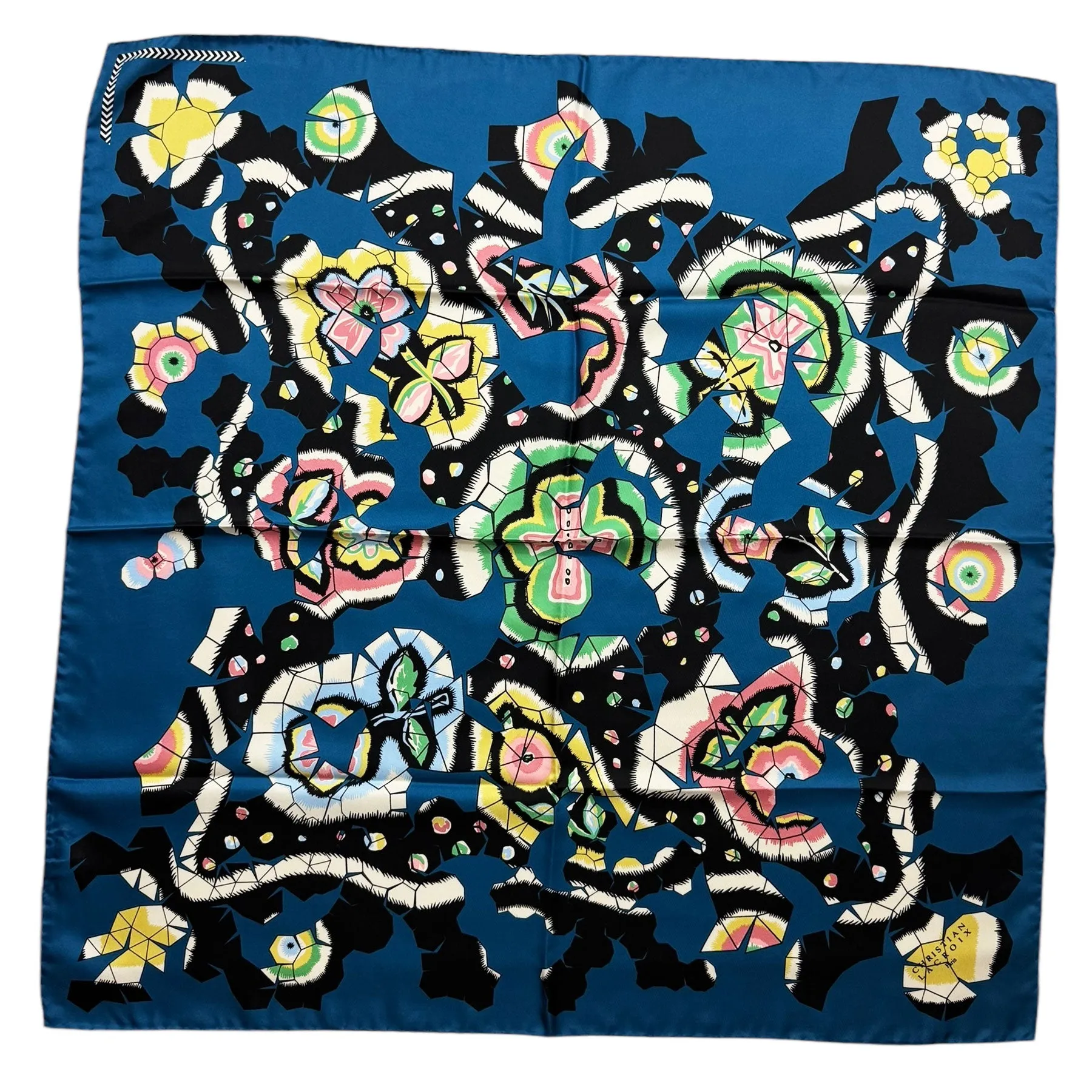 Christian Lacroix Scarf Dark Blue - Square Twill Silk Foulard