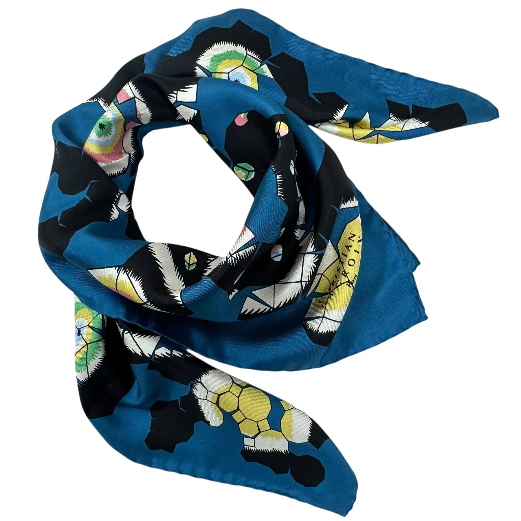 Christian Lacroix Scarf Dark Blue - Square Twill Silk Foulard