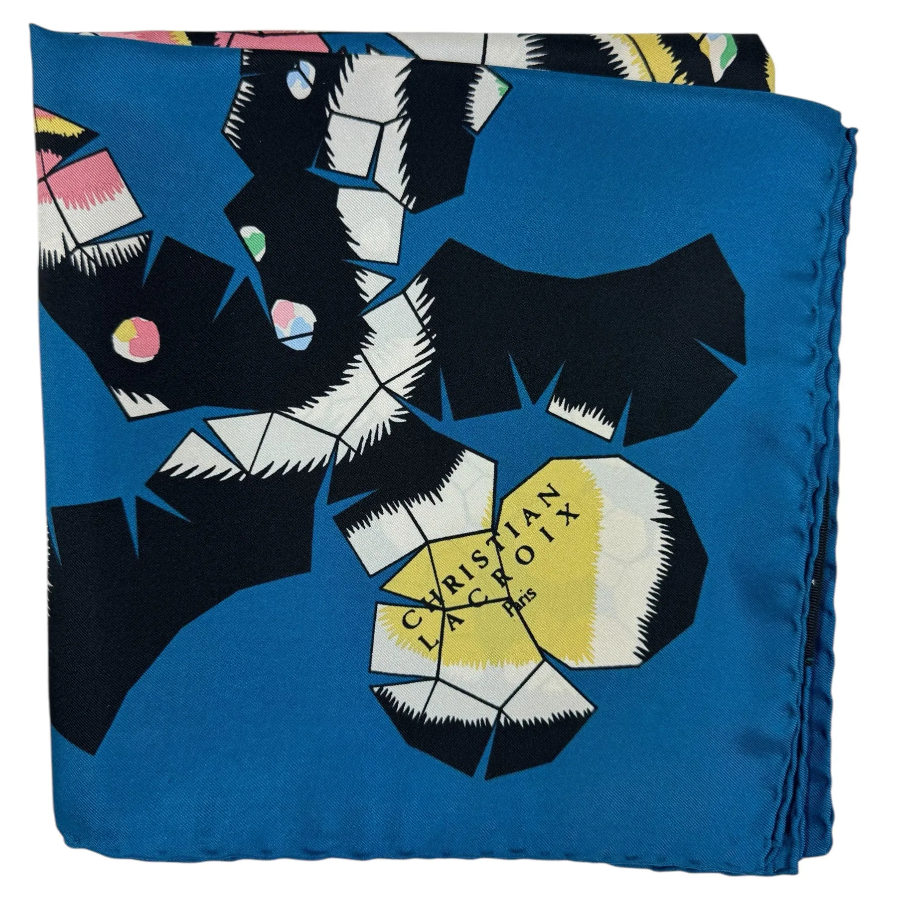 Christian Lacroix Scarf Dark Blue - Square Twill Silk Foulard