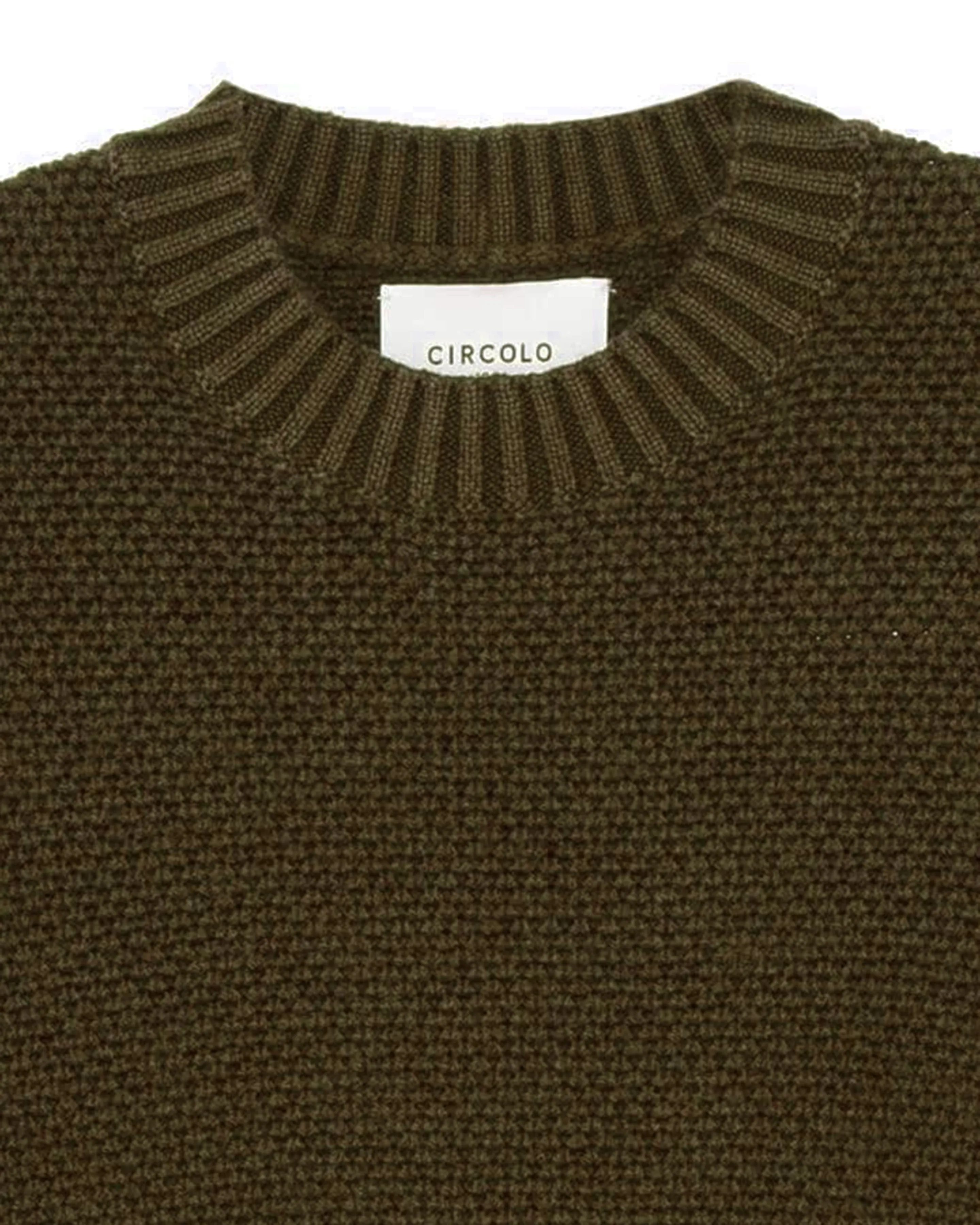 CIRCOLO 1901 - CN4624 Virgin Wool Chunky Roundneck Sweater in Laurel Brown