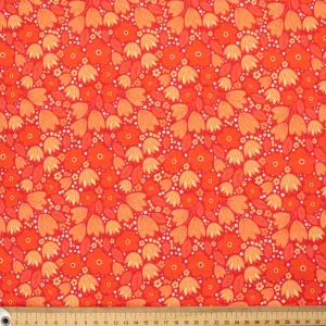 Country Side Collection #17 Red Flower & Orange Leaves Cotton Prints