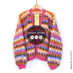 Crochet pattern - MYPZ short Mohair Granny stripes cardigan Rosé (ENG-NL)