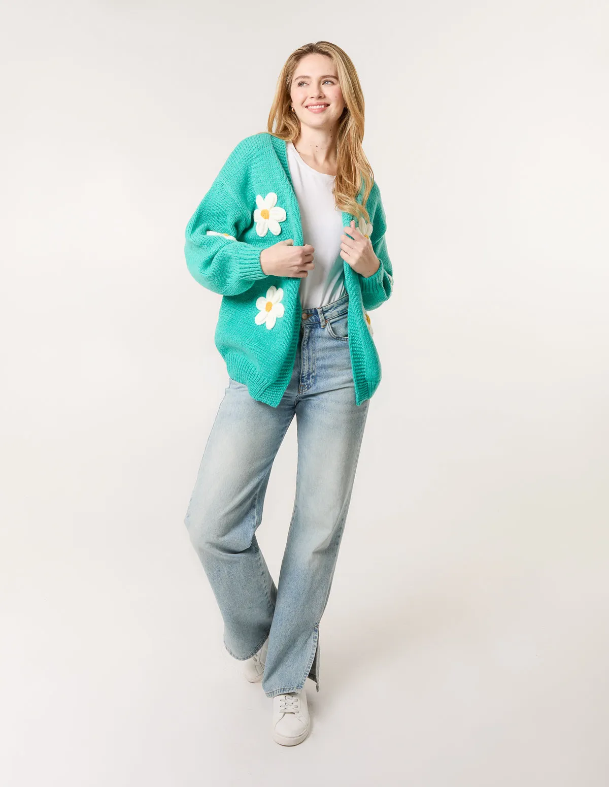 Daisy Large Flower Cardigan