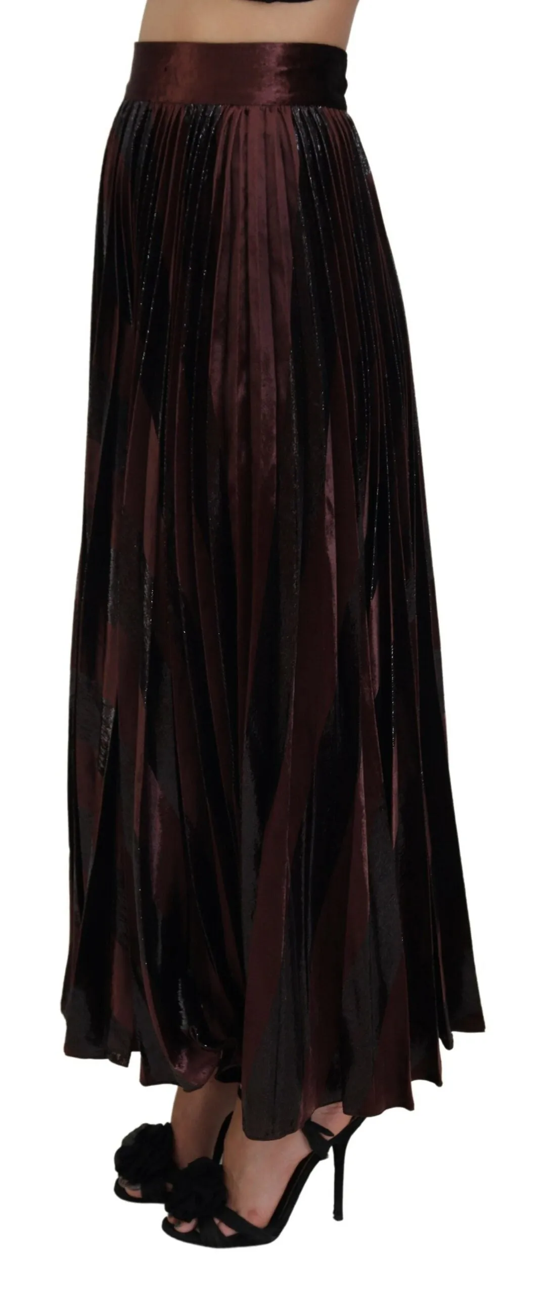 Dolce & Gabbana Brun Polyester High Waist A-line Maxi Skirt
