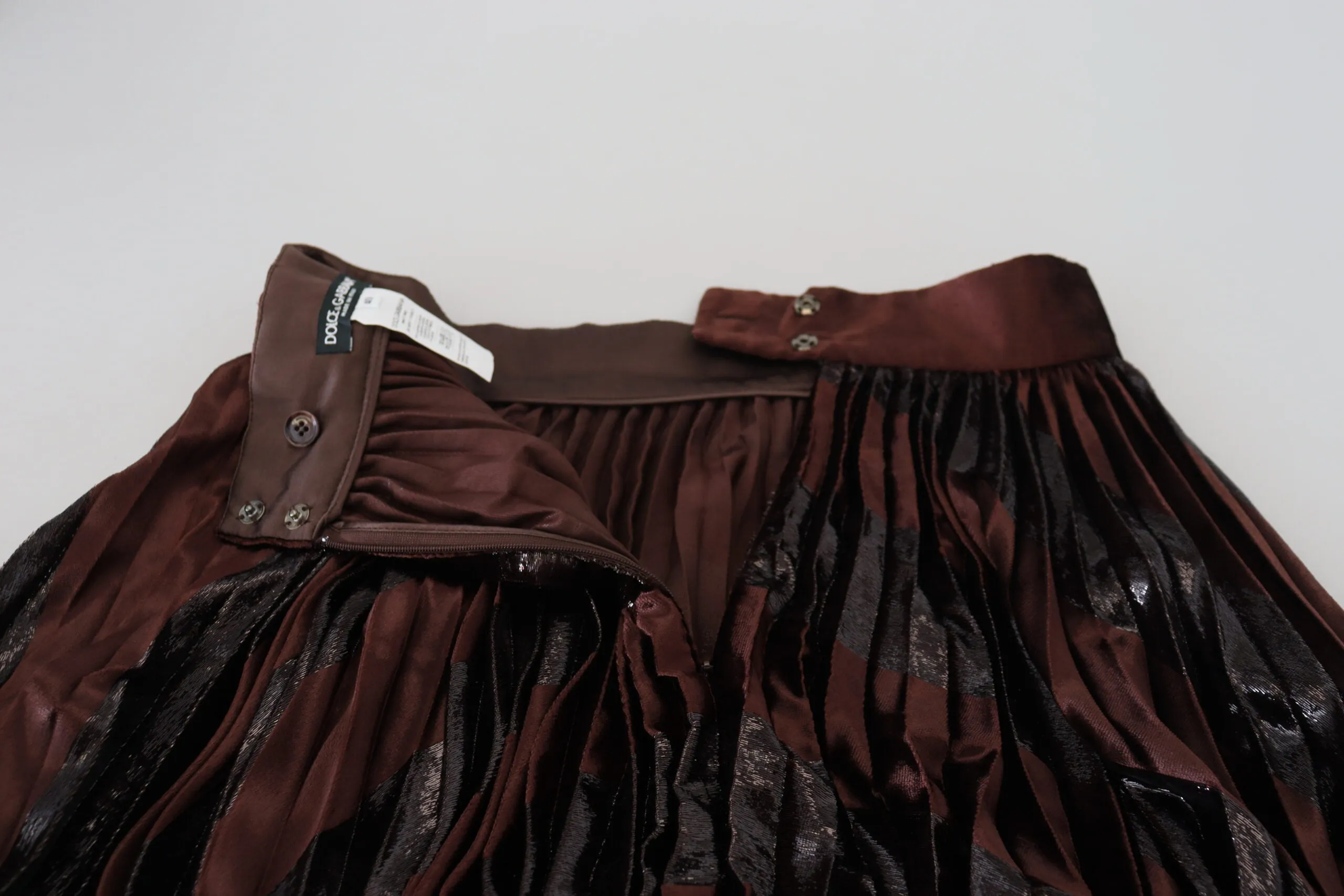 Dolce & Gabbana Brun Polyester High Waist A-line Maxi Skirt
