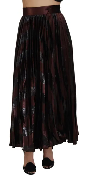 Dolce & Gabbana Brun Polyester High Waist A-line Maxi Skirt