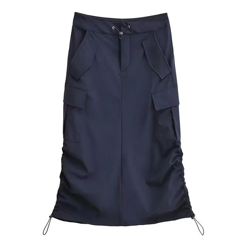 Double Drawstring Pocket Maxi Skirt